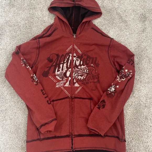 Affliction Zip-Up Concrete Reversible Hoodie - Picture 1 of 3